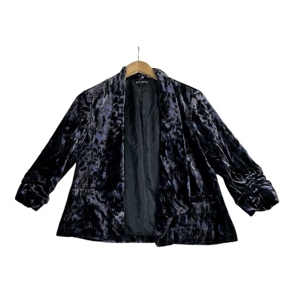 Express Black Velvet Open-Front Cardigan Jacket